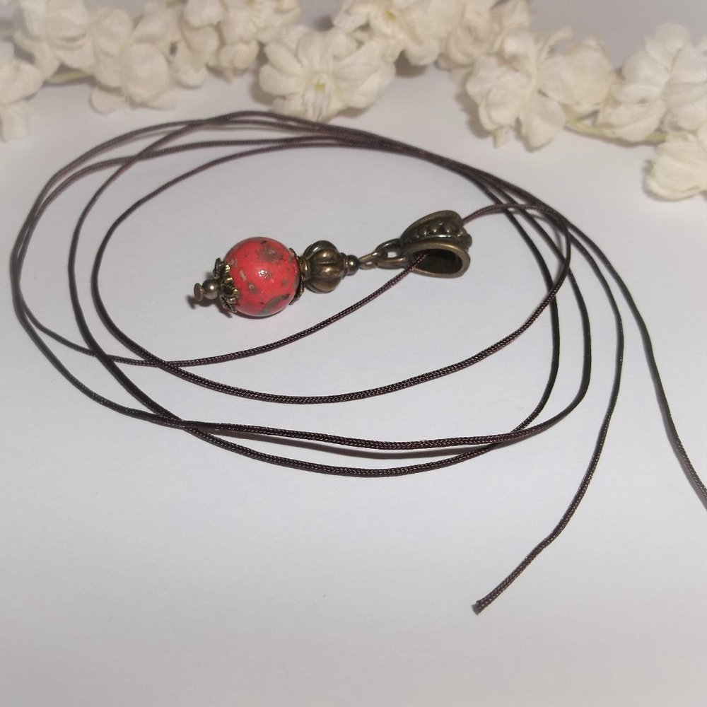 Necklace, Beaded Necklace, Coral Necklace, Bronze Necklace, Necklace, New 7823 - Picture 4 of 9